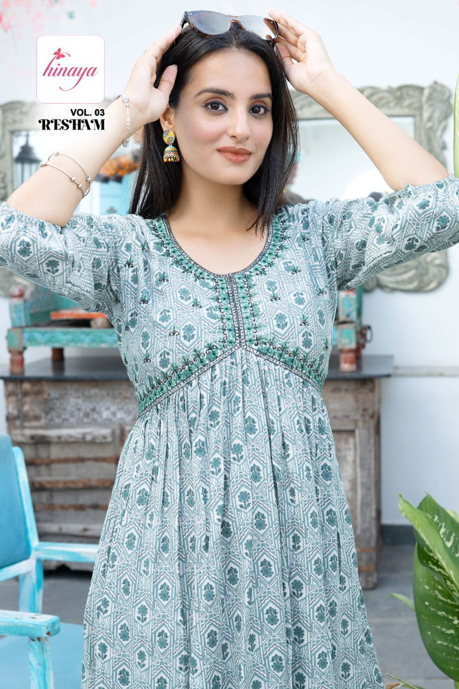 Hinaya Resham Vol 3 Western Wear Rayon Top Collection
